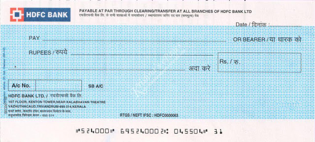 Crossing of Cheque in Tamil 